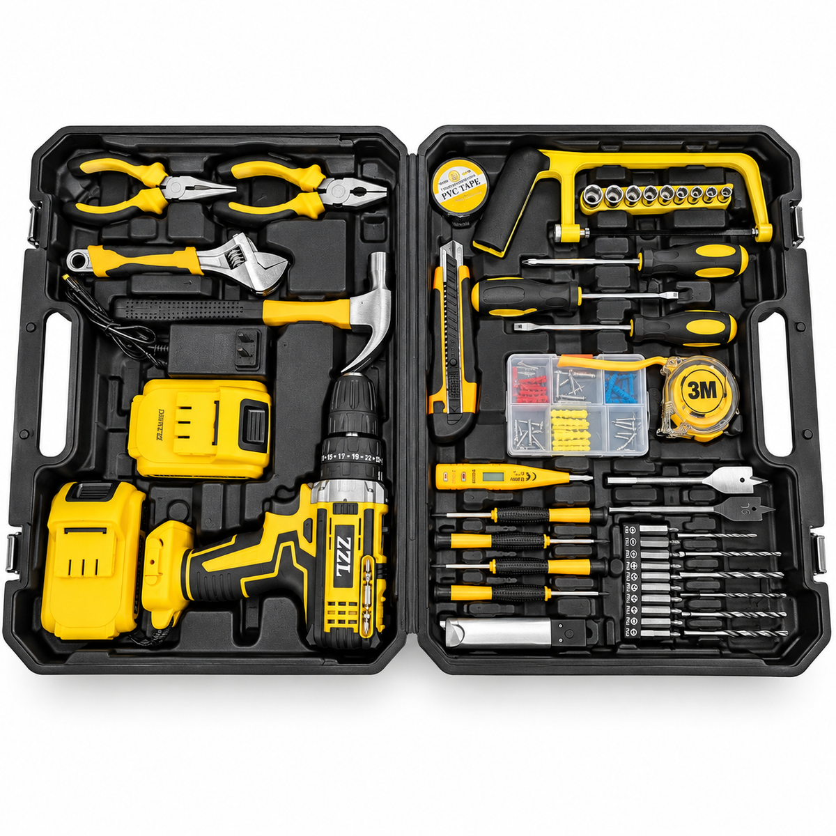ZZL HomeFix Master Kit | Caja Completa de Herramientas con Taladro Inalámbrico y Accesorios