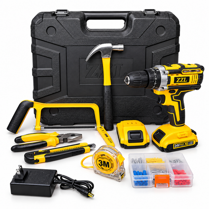 ZZL HomeFix Master Kit | Caja Completa de Herramientas con Taladro Inalámbrico y Accesorios