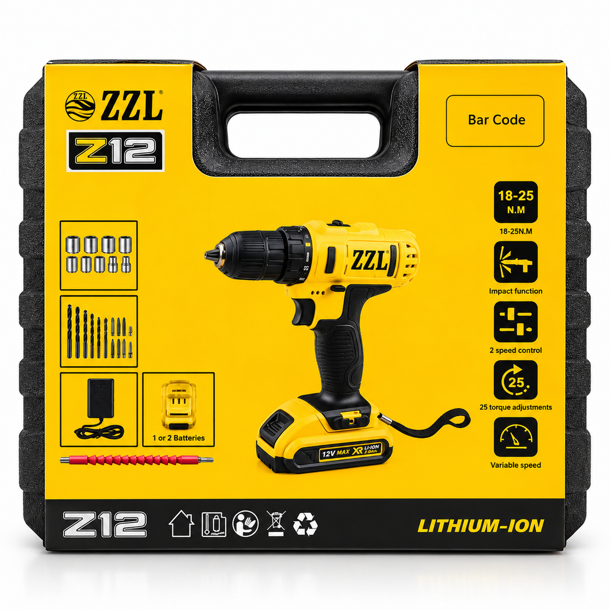ZZL HomeFix Kit | Taladro Inalámbrico con Accesorios para el Hogar